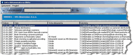 lista dokumenata s diska 4D Wand